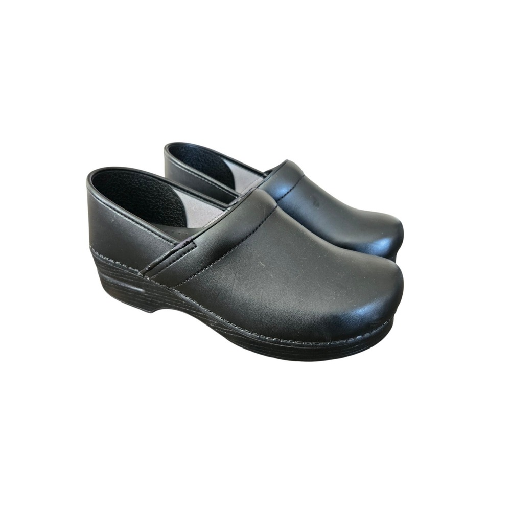 Dansko Professional Black Box Leather Clogs Wide Size 41 EU 10.5-11 US Medical
